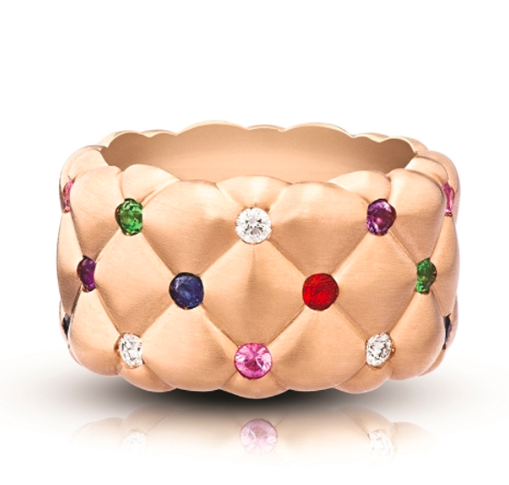 Treillage multi-coloured rose gold matte wide ring