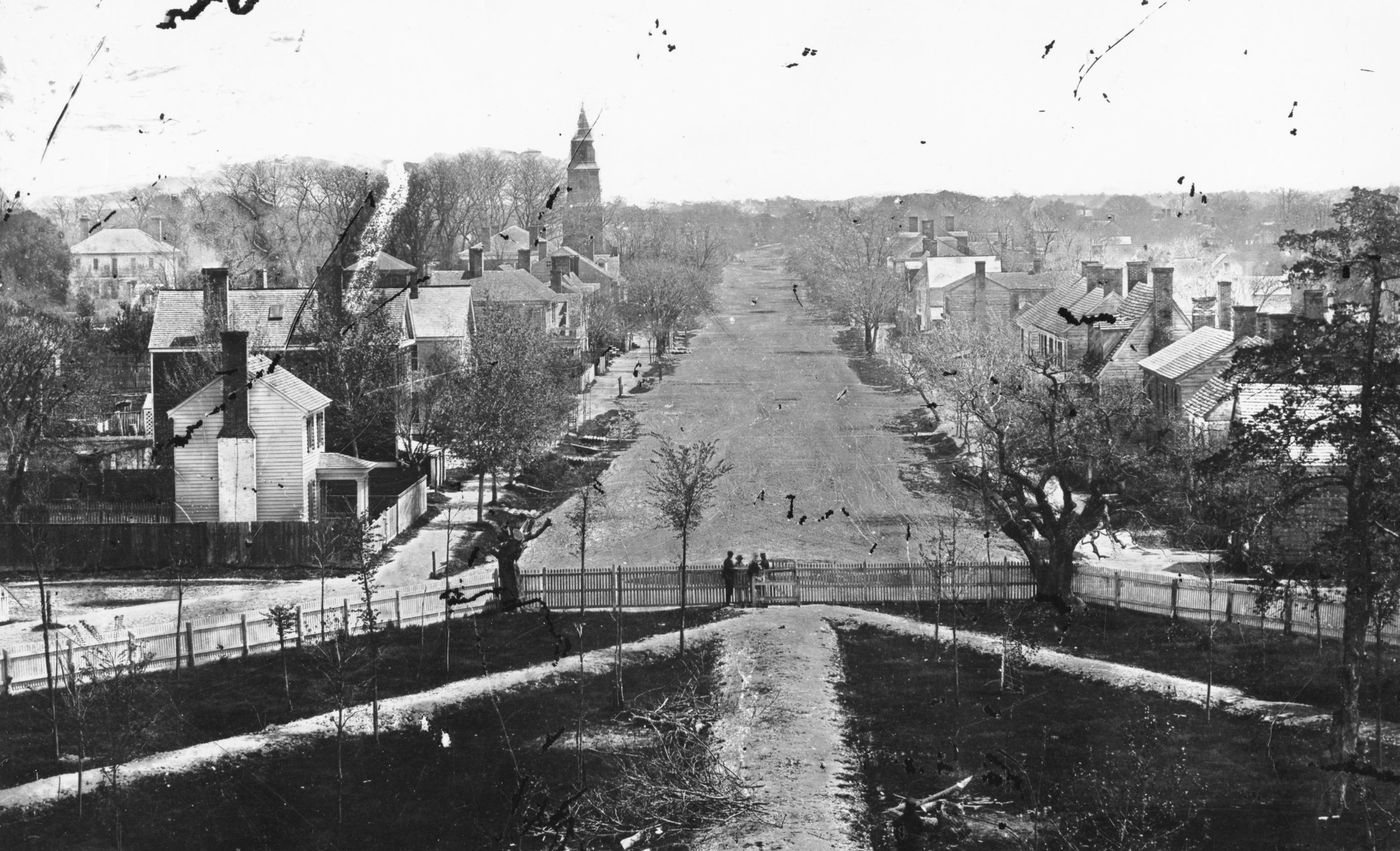 View from the College of William and Mary looking east on Main Street (present Duke of Gloucester Street), ca. 1870