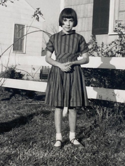 Deborah Baker about age 10 in York Terrace on the "Great Battlefield" (ca. 1955)