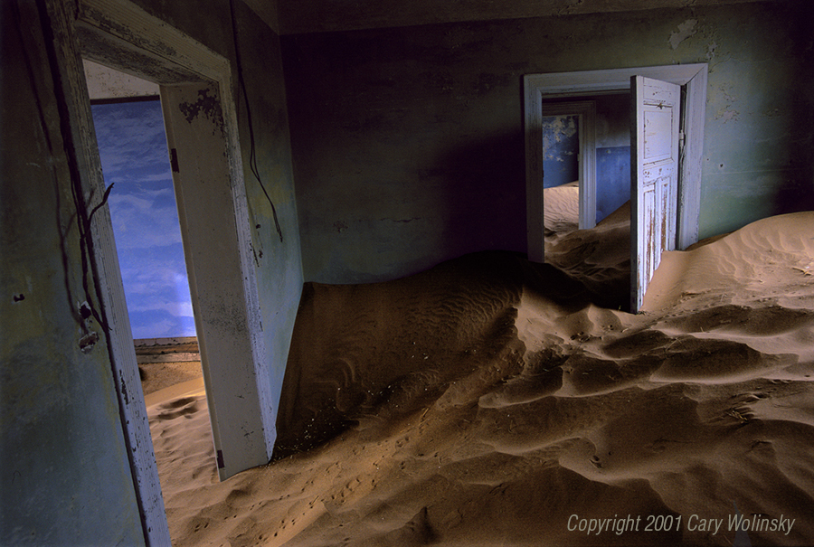  Sand House Series, The Ocean Room. Kolmanskop, near Luderitz, Namibia, 2001:  I stumbled upon Kolmanskop, an abandoned mining town near Luderitz while working on a story about diamonds for the National Geographic Magazine. In 1908, Namibia was sti