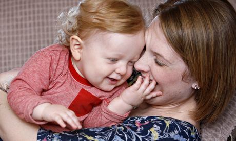 Victoria with son Ethan, who was conceived with the help of the DuoFertility system. Photograph: Gary Calton For The Observer/Gary Calton