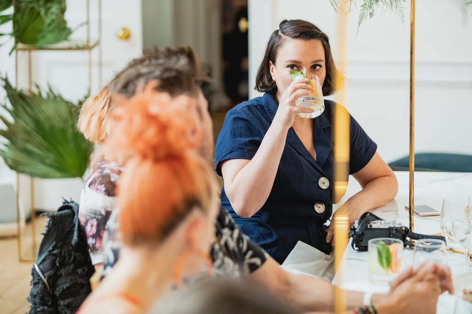 Gizzy Erskine soaking up our botanical brunch.