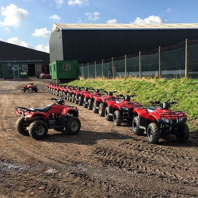 Blue skies and all of our Honda 250cc quads ready to go for a corporate event this afternoon! 
We are loving the sunshine 😍

#tilefarmoffroad #quadadventure #quadbiking #quadtrek #offroad #mud #sunshine #spring #muddy #adventures #corporate #fun #te