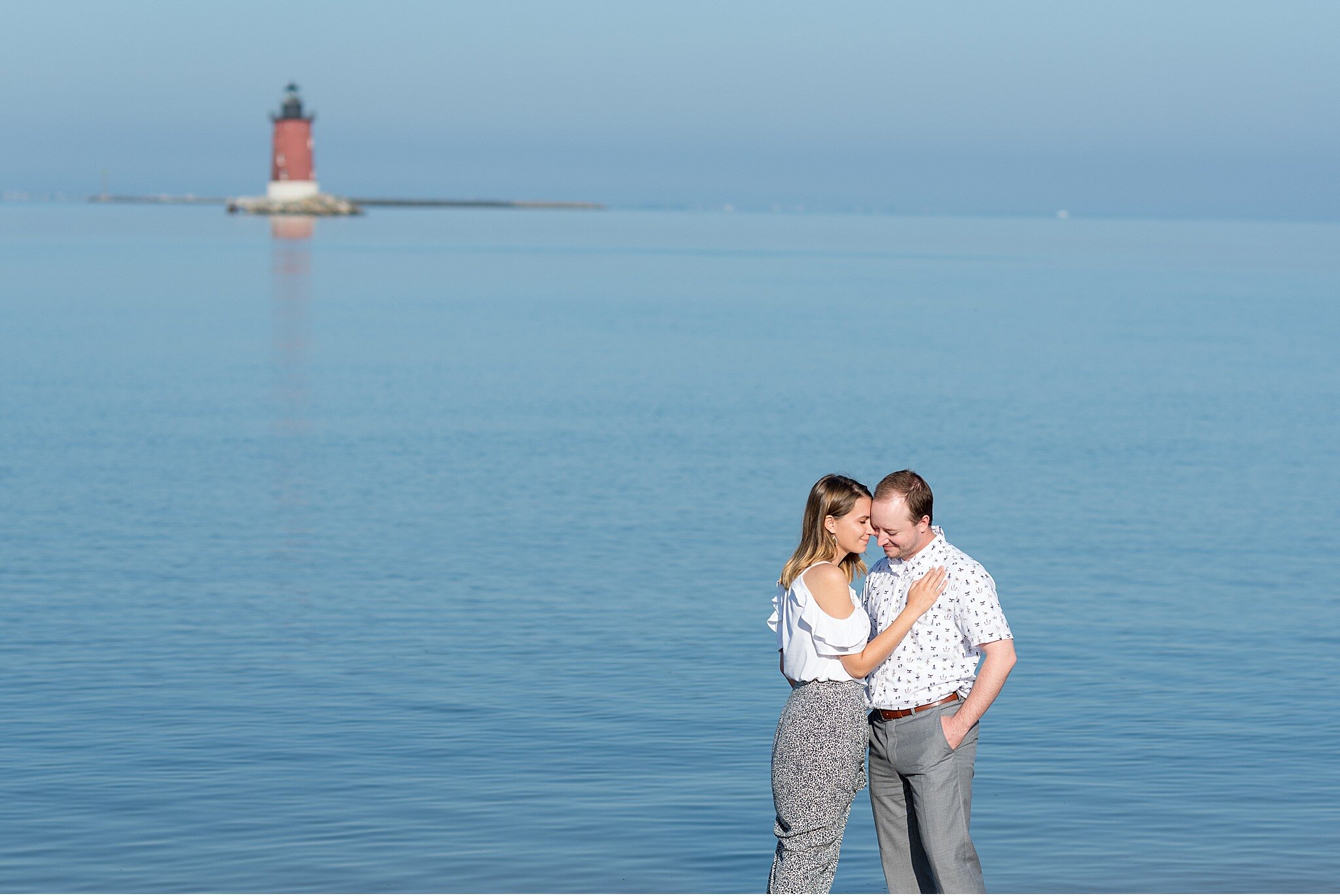 Cape Henlopen lighthouse engagement session sunrise photography