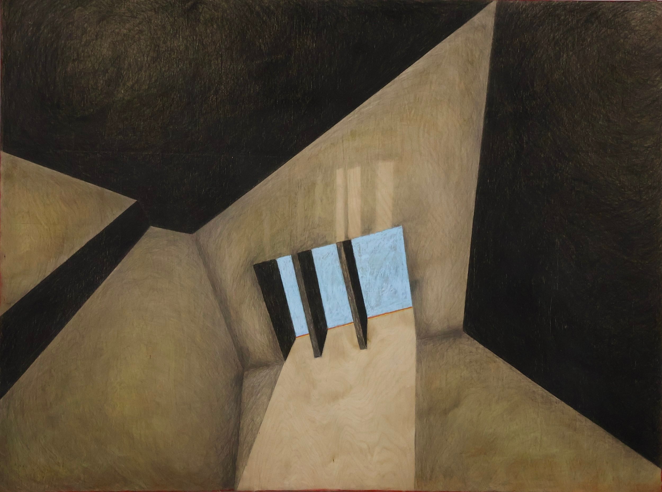 LIGHT OF DISTRACTION, 2022 Graphite, pastel on wood, 36 x 48"