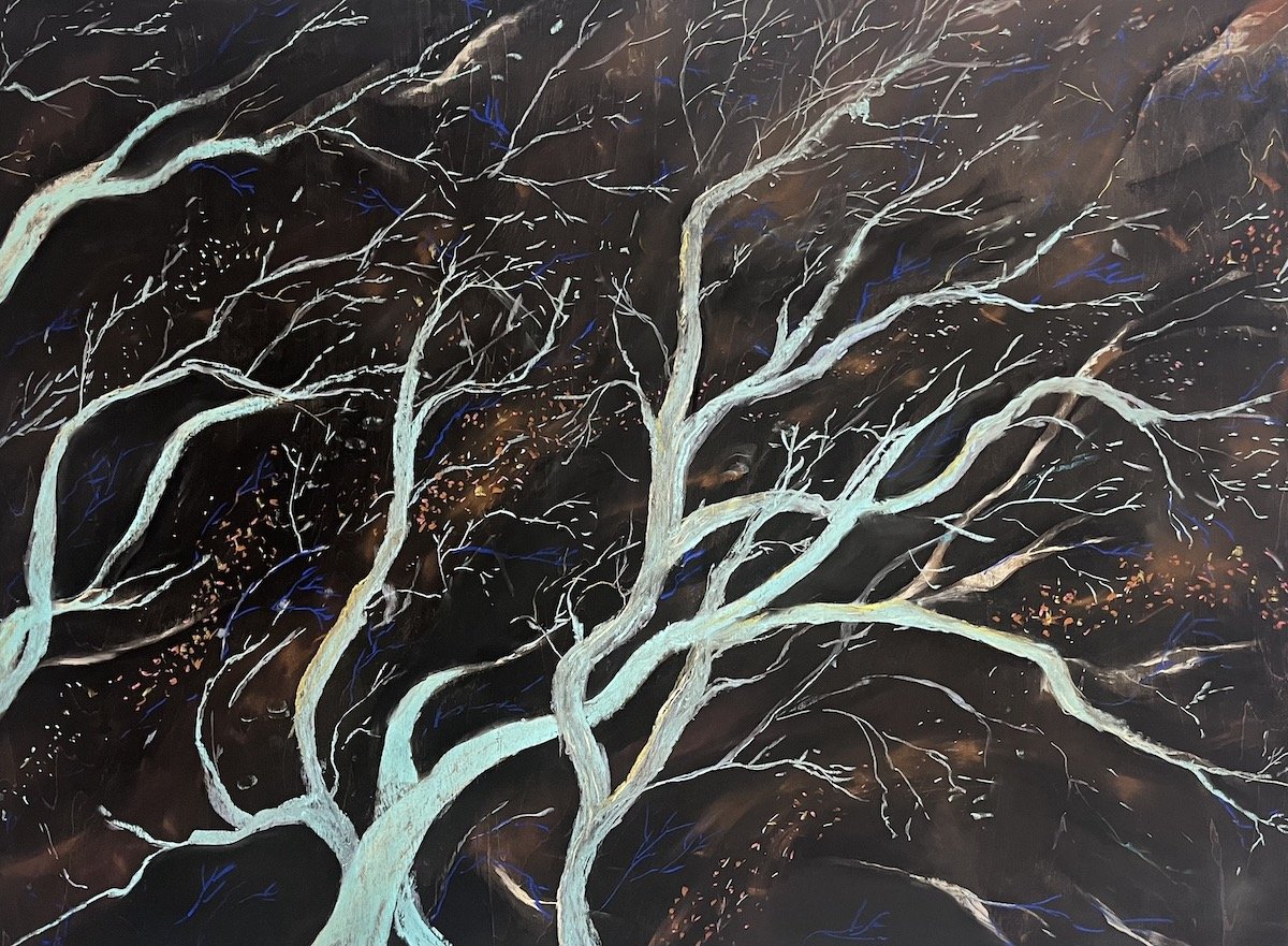 MYCELIUM DANCE, 2024, pastel on wood, 24 x 30"