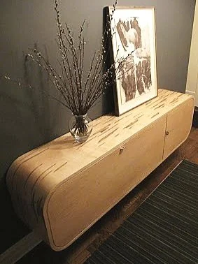  Floating entry console with sliding doors and French cleat suspension designed and crafted for a private Manhattan client 