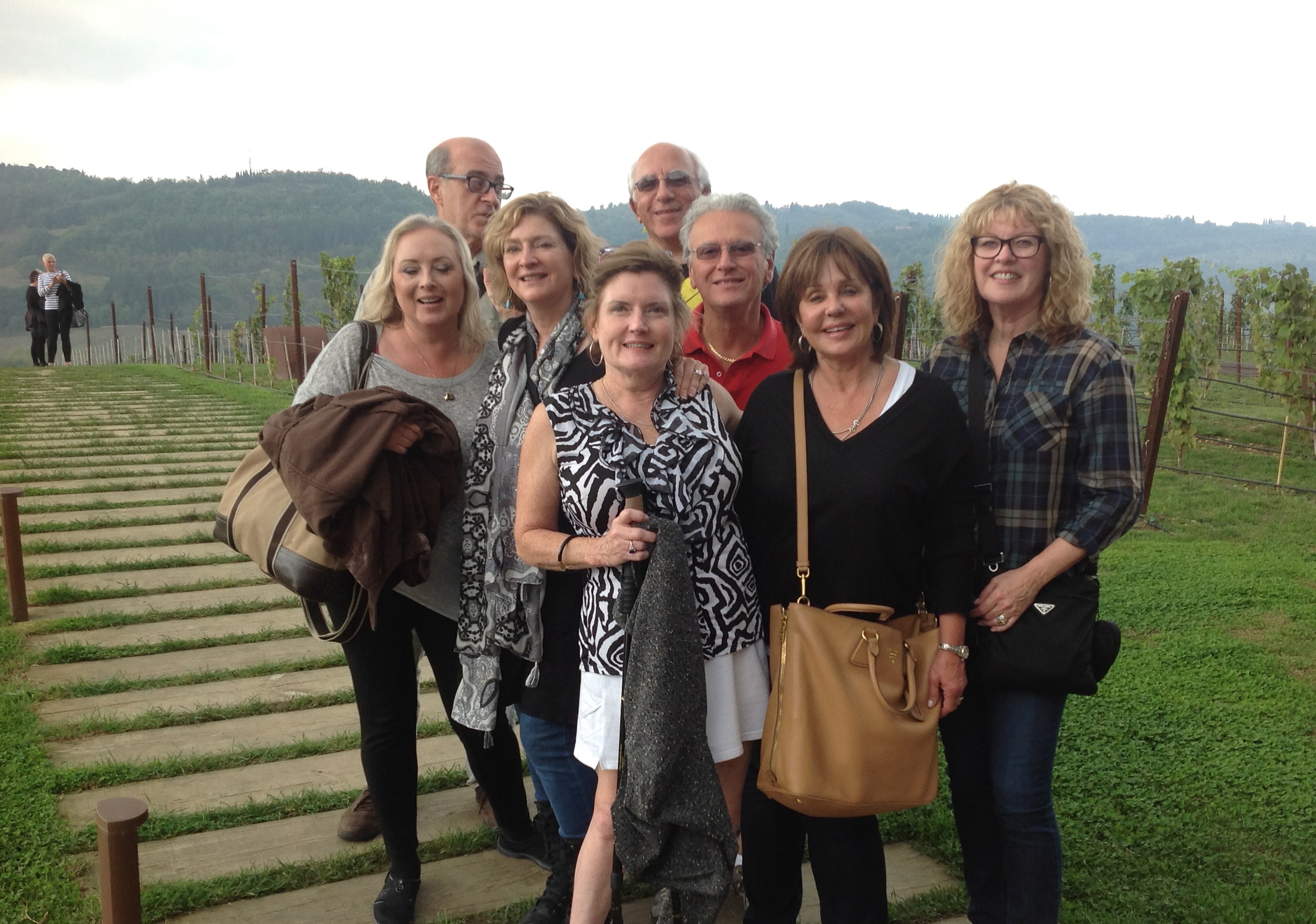 Post-lunch (three courses with paired wines and vin santo for dessert), the group prepares to descend six stories underground to tour the Cantina Antinori winery.
