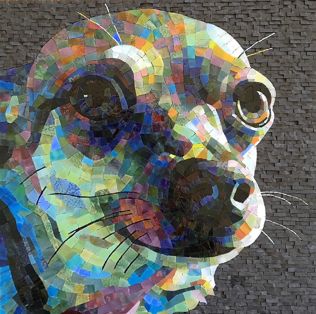“Trooper,” an example of Donna Van Hooser’s illustrative and colorful mosaic pet portraits