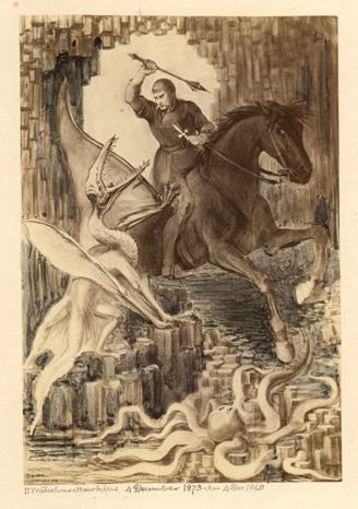 St. George and the Pterodactyl, B. Waterhouse Hawkins, 4 December 1873. Museum of Natural History, Philadelphia, PA. USA.