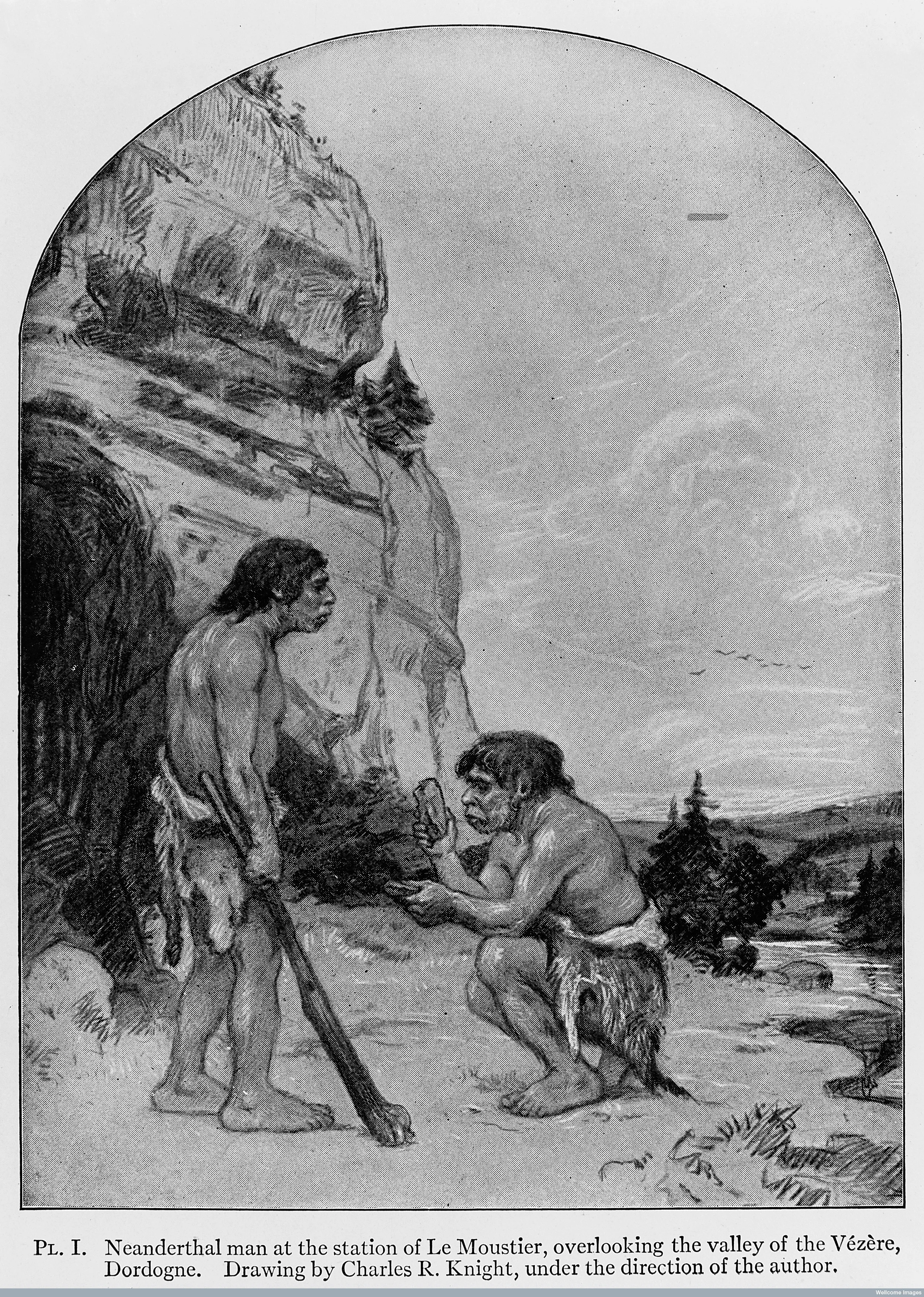Neanderthal Man , 1909. Charles Knight. (via Wellcome Images)