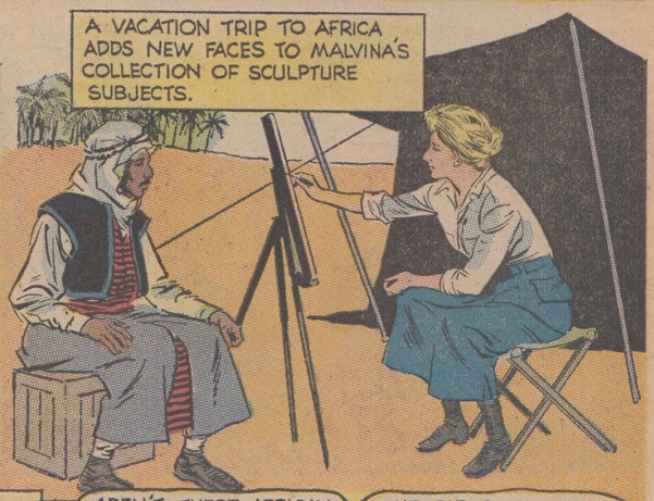 Malvina Hoffman, sketching subjects on her expedition for the Field Museum. From Treasure Chest , 1970. (scan by L. Pyne)