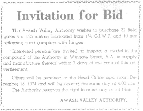 Job ad, posted in Ethiopian Herald; 30 Nov 1974