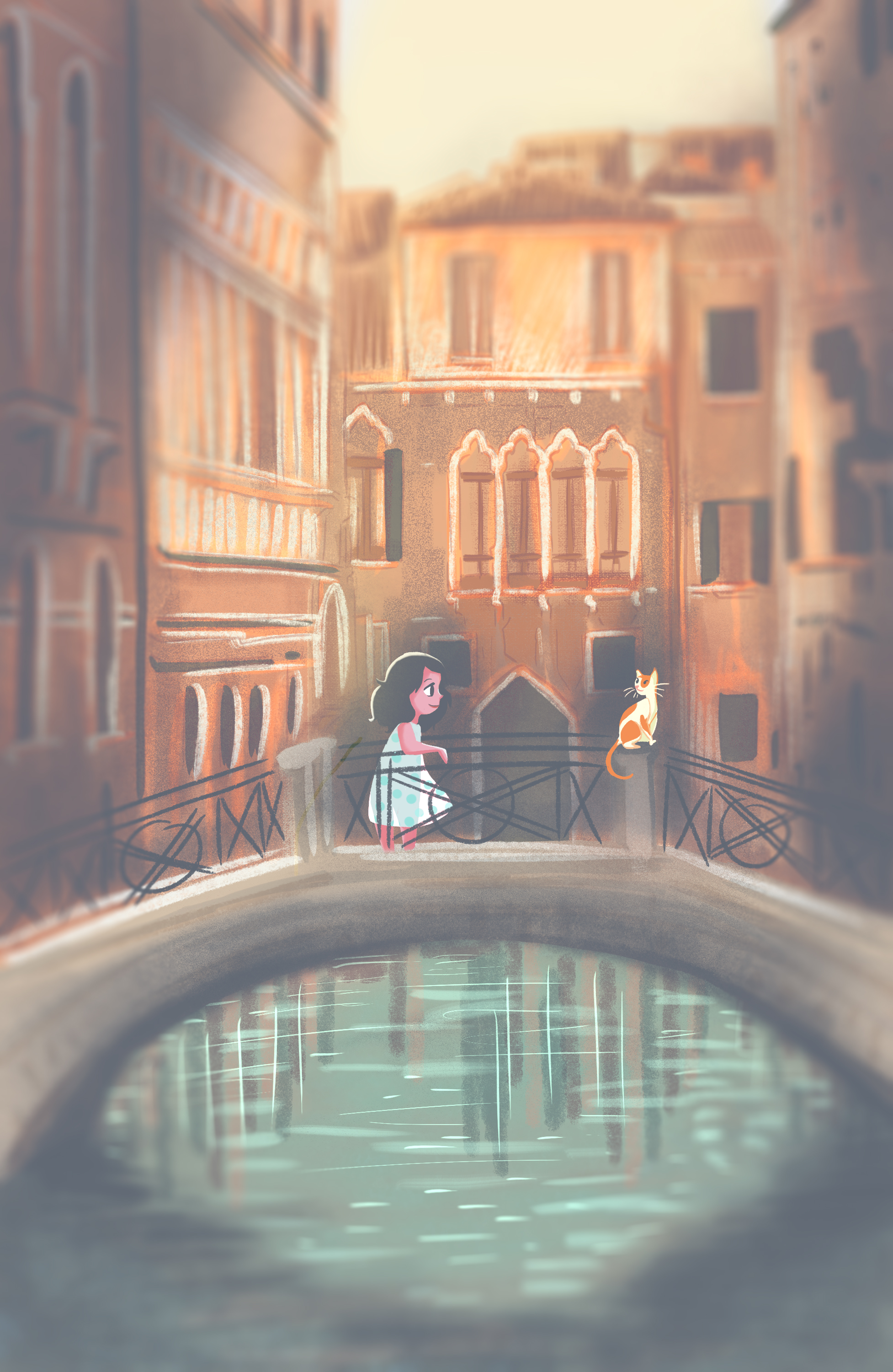 Here I use a blur effect to give the piece more depth.