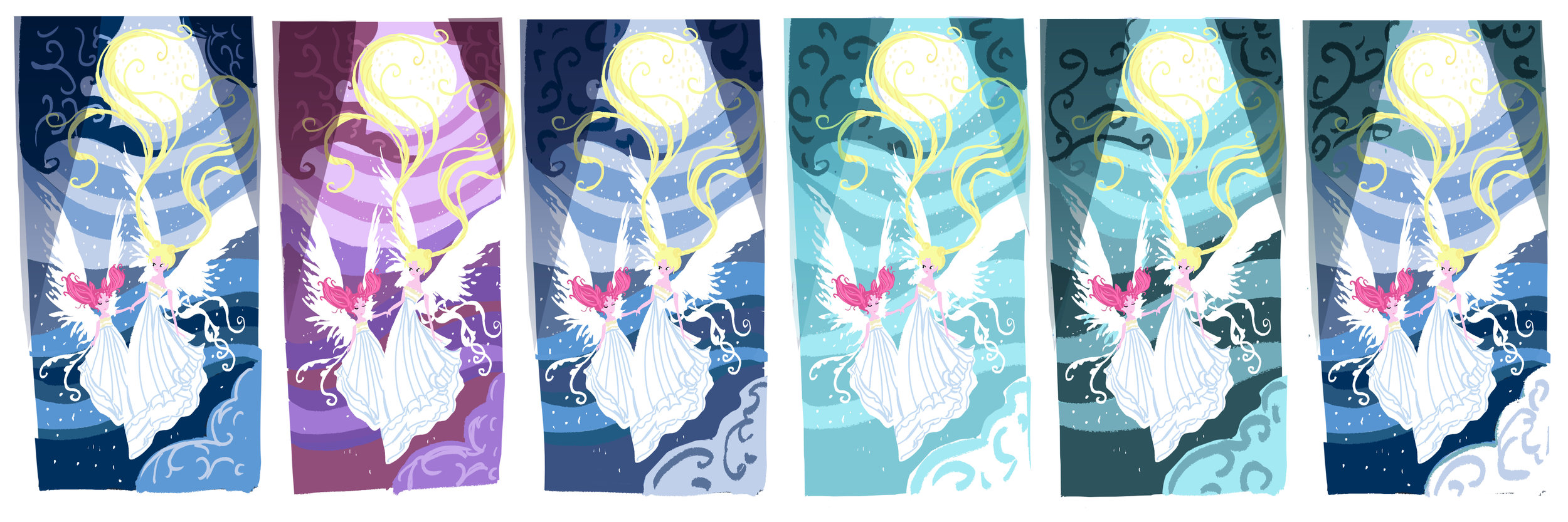 Before making the color palette, I begin with a template / final sketch of the illustration. This enables me to work digitally or in paper.