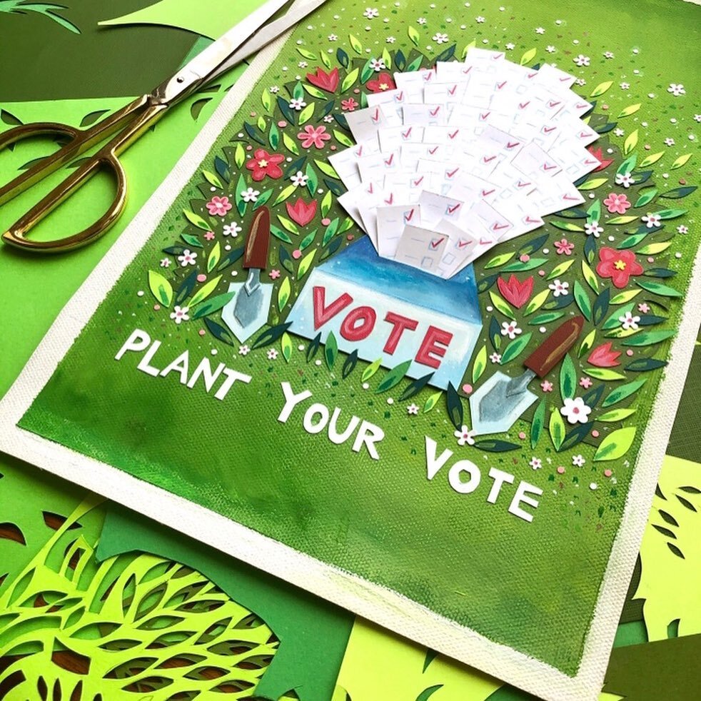 I &ldquo;plant my vote.&rdquo; This was another voting illustration I did for @bradfordlitagency. #vote2020 #paperart #kidlit