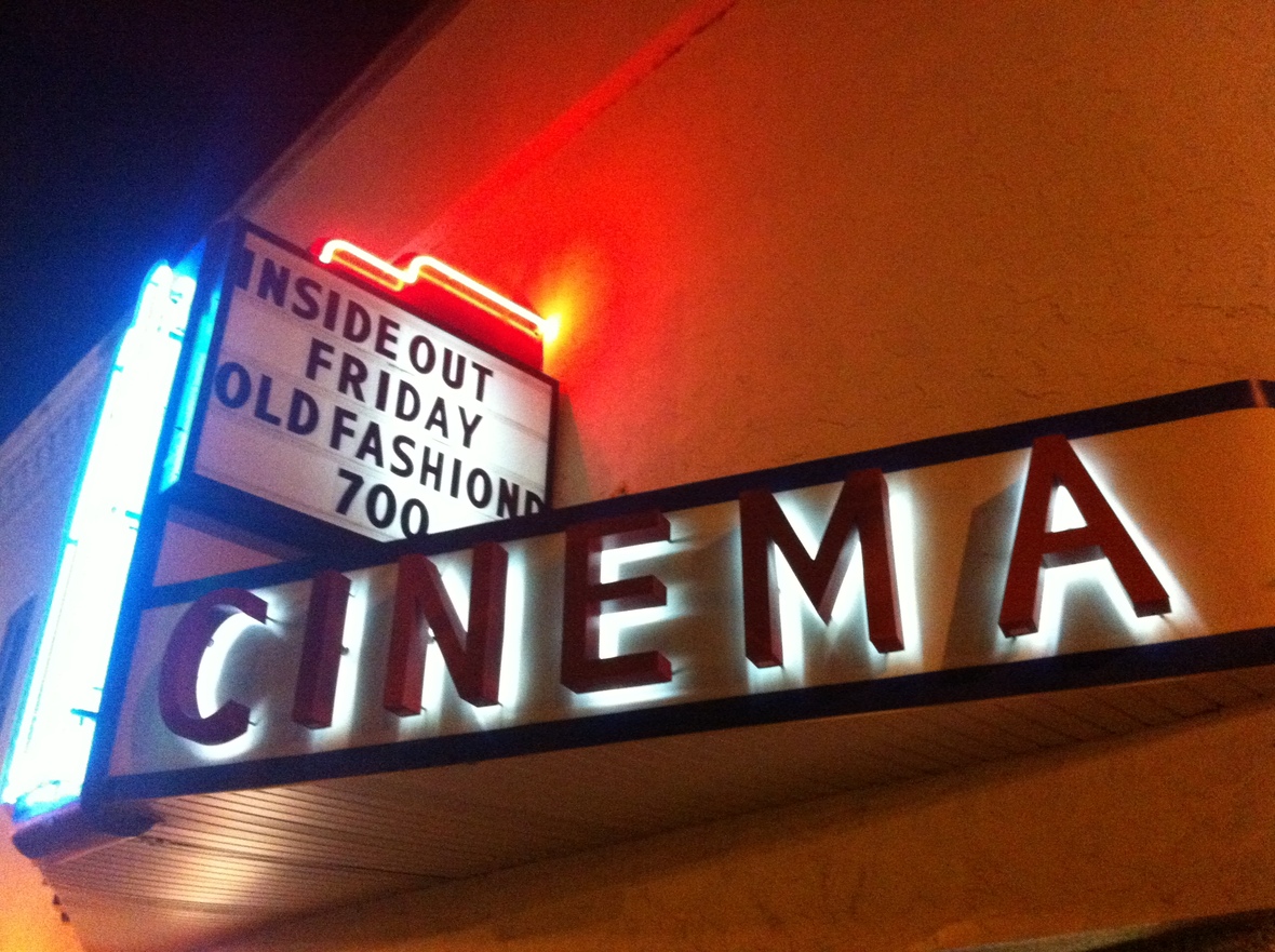 The marquee at the De Pere Cinema advertising the sold out showing of "Old Fashioned."