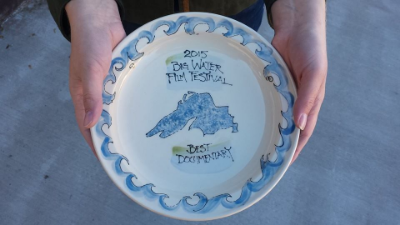 Decorative plate as award for Best Documentary at the Big Water Film Festival
