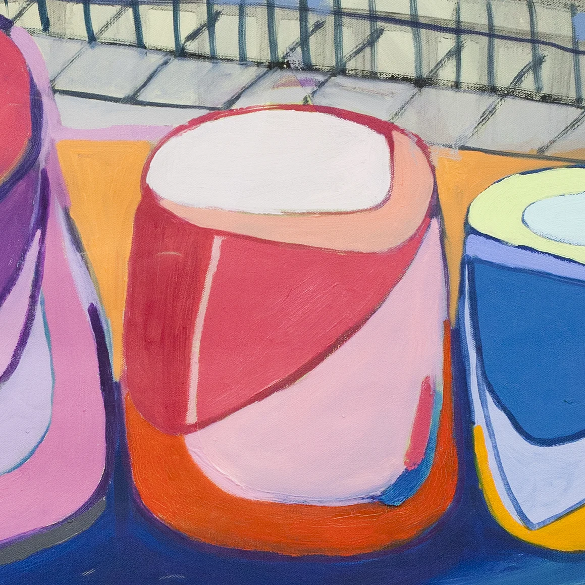 Biting My Own Teeth, detail oil and pastel on unstretched canvas 2015
