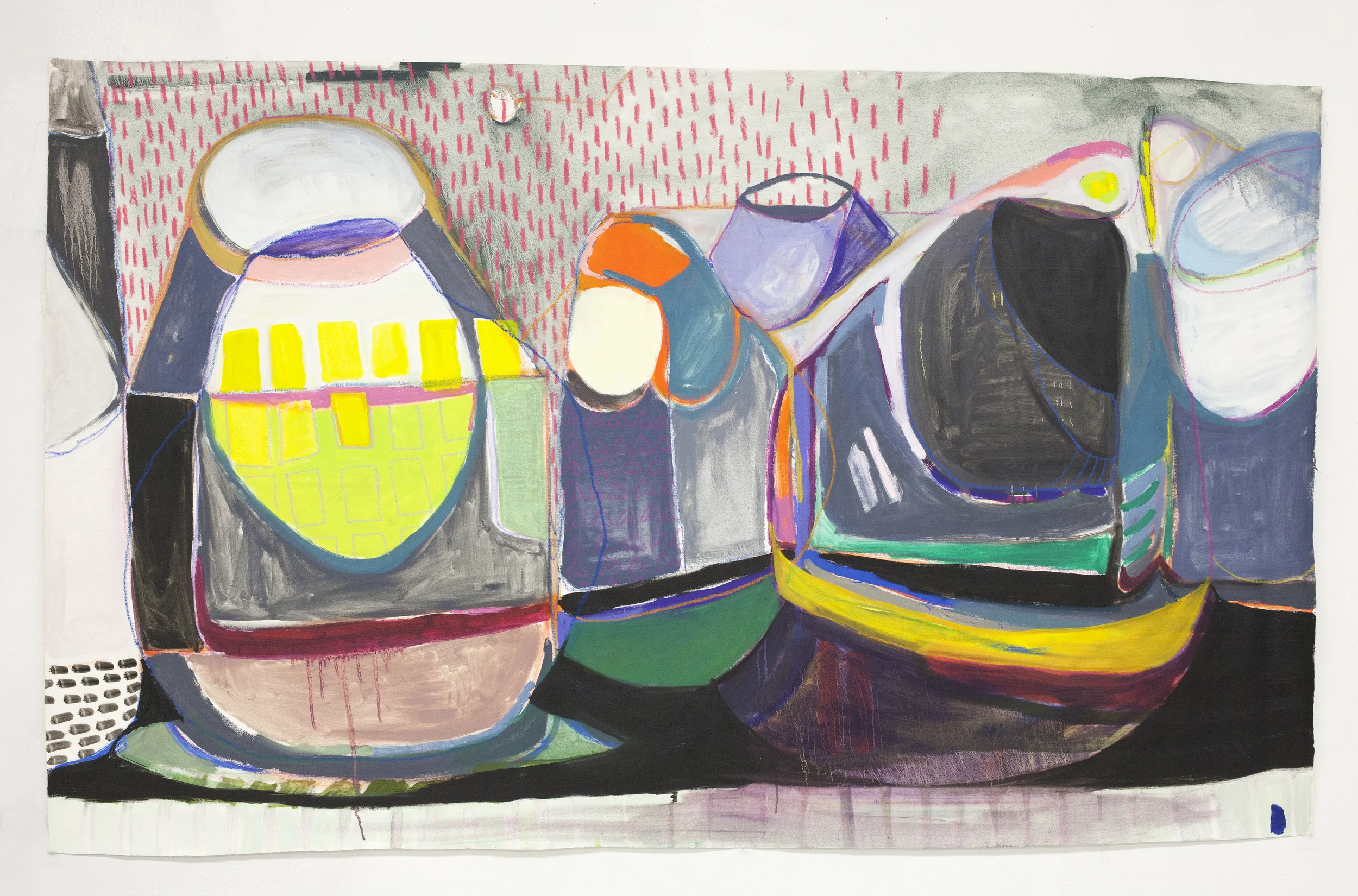 Oblivious Whipstitch oil and pastel on unstretched canvas 2015