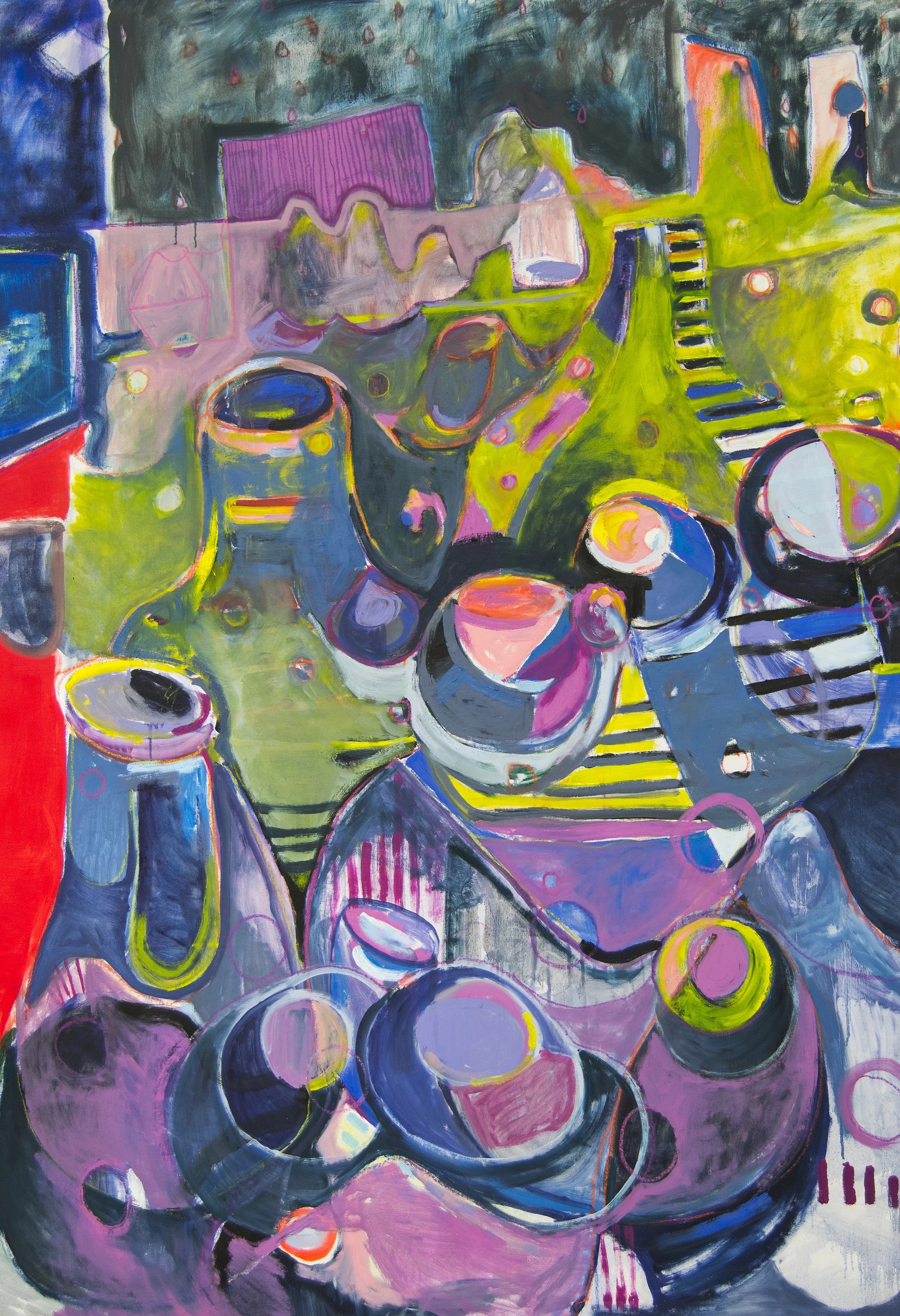 We Came From Alligators//The Things That Carried You Here, detail 3 oil and pastel on unstretched canvas 2015