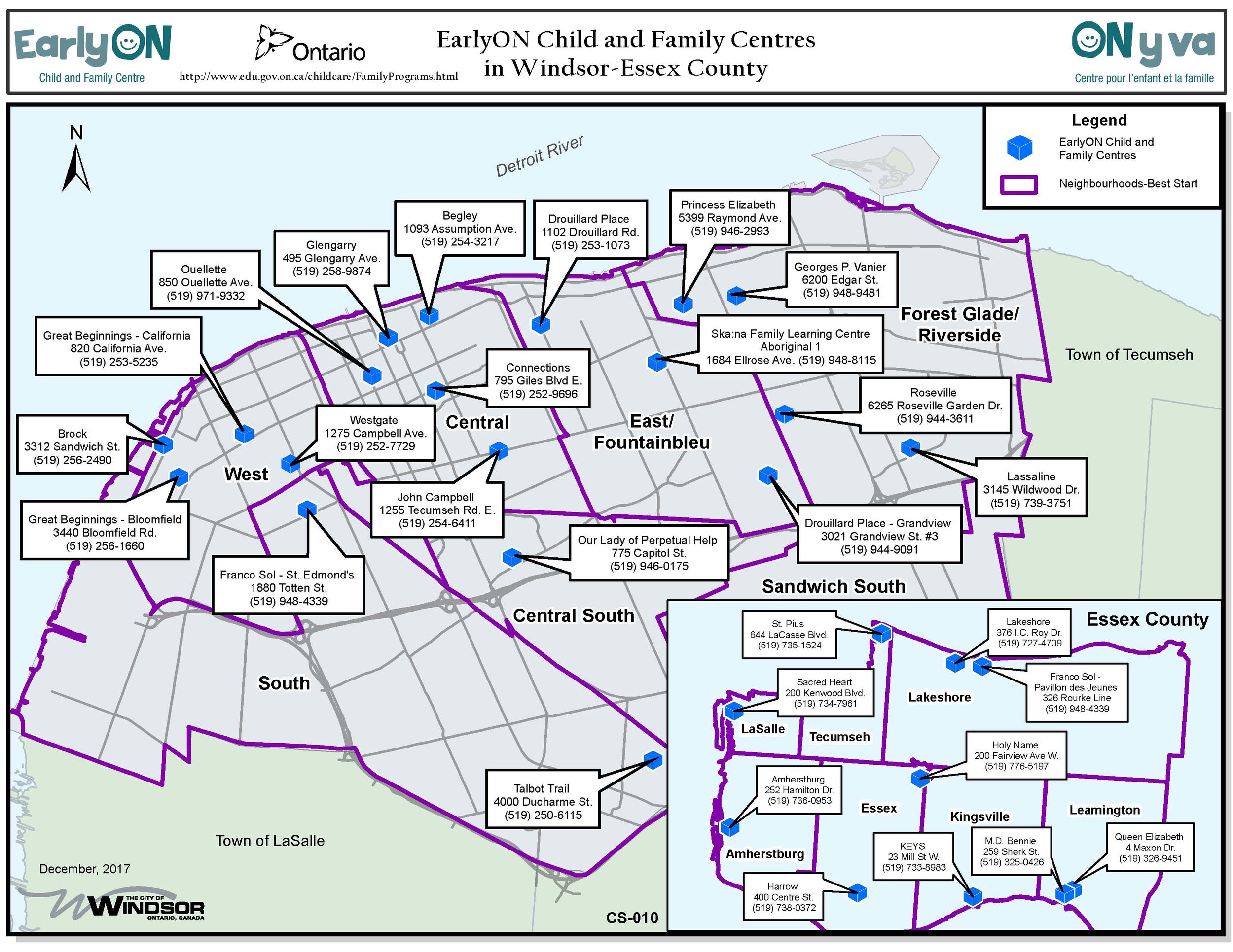 Map of Early On Children and Family Centres in Windsor and Essex County.jpg