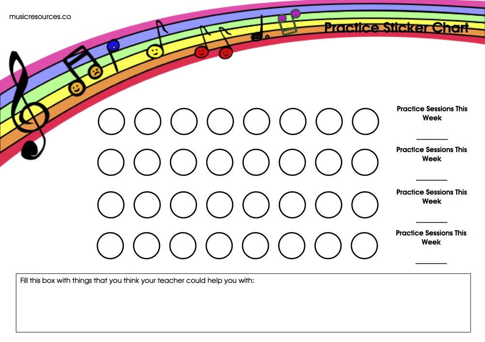 Piano Practice Sticker Chart