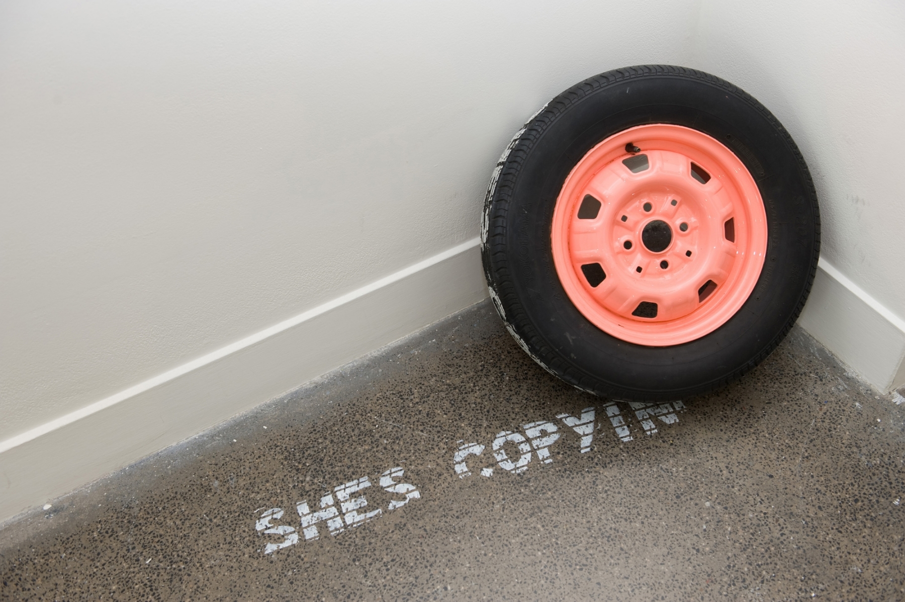 H.W.Y (She's copying me) car tyre relief print dimensions variable