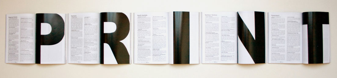 PRINT offset print on five separate pages of Art Almanac 22 x 150cm Finalist in the East Gippsland Artist Book Awards