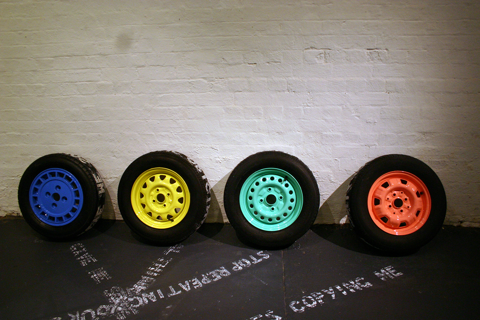 H.W.Y dreams 3 four car tyre relief prints dimensions variable