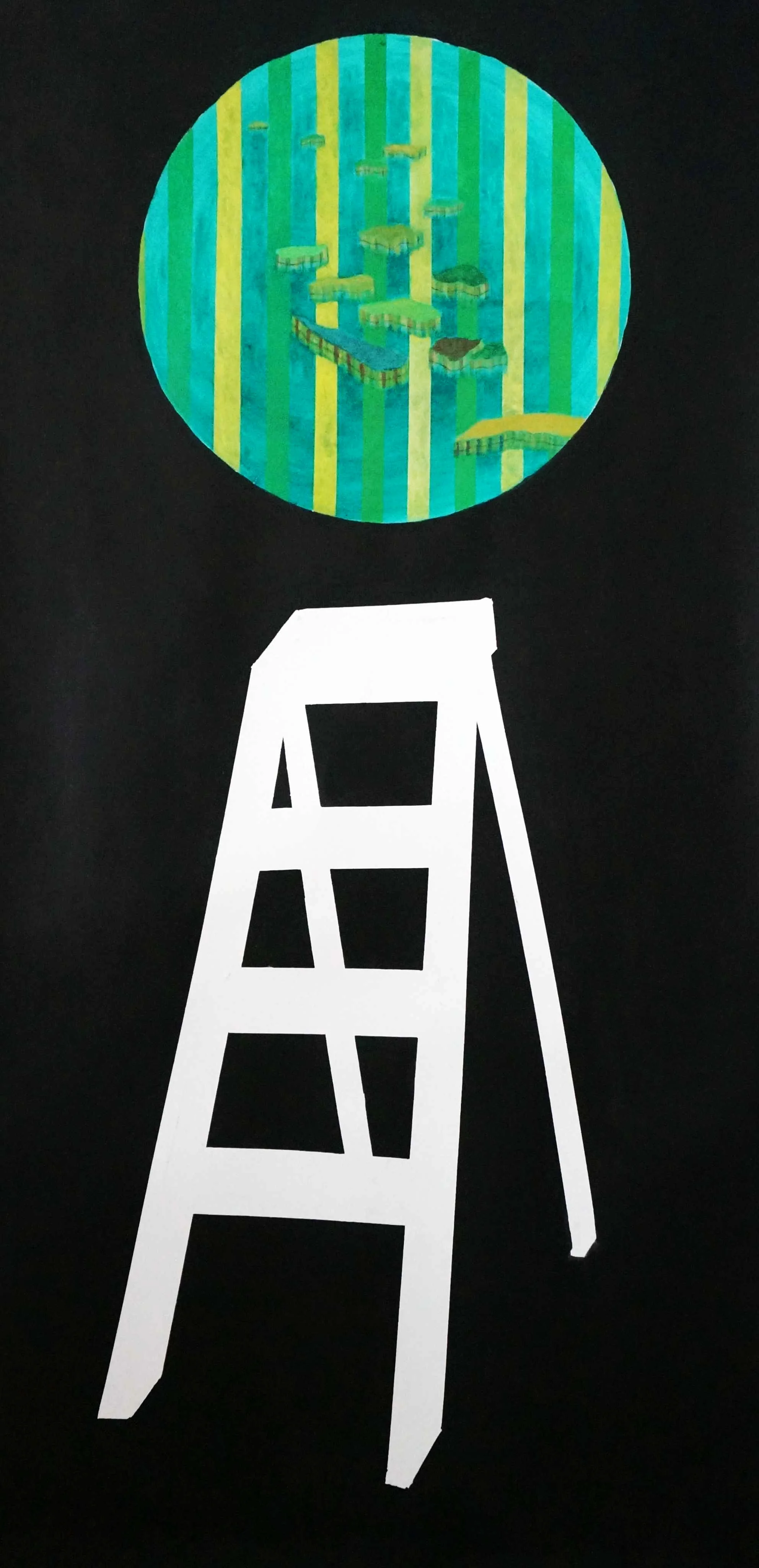 Attainment #5 (ladder to the islands) acrylic on magnani paper 220 x 110 cm