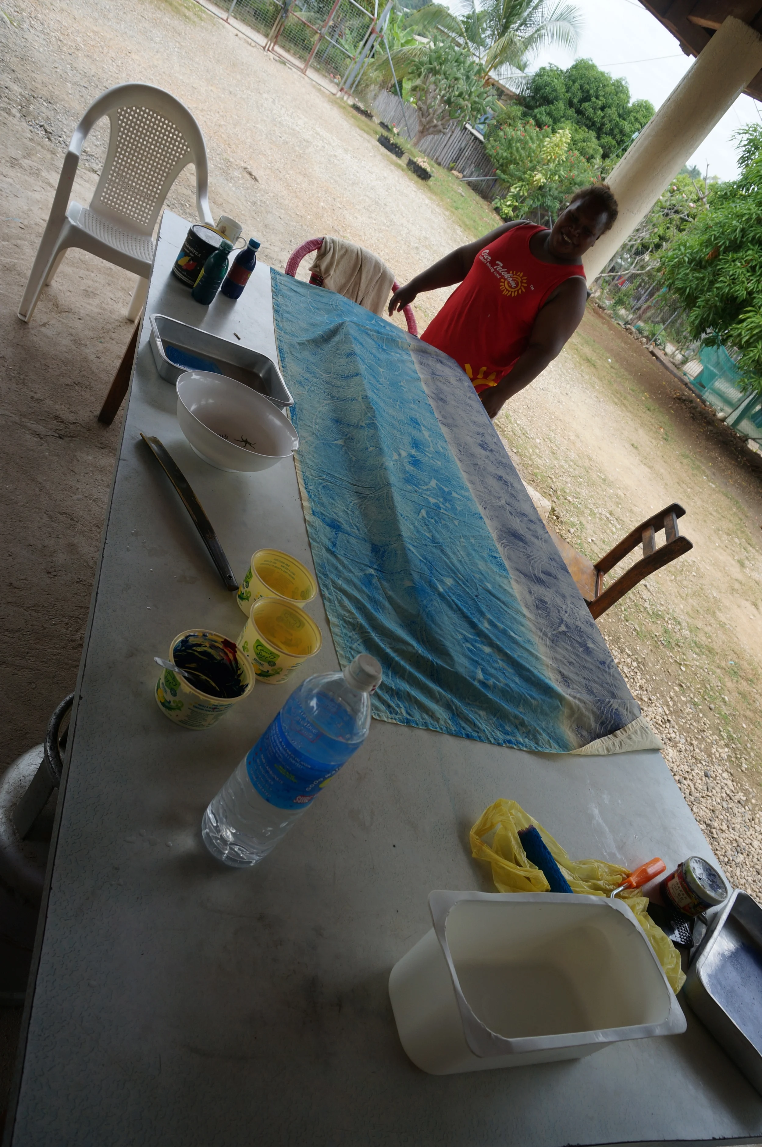 This is one of the lovely ladies who showed me how they use printing processes in the Solomon Islands to make the Lava Lava