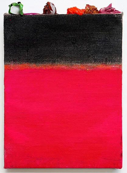 Abstract edge 4 acrylic, pigment and oil on linen 23 x 15cm