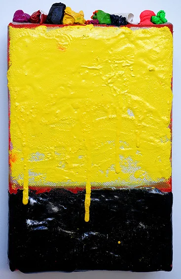 Abstract edge 6 acrylic and oil on linen 40 x 18 cm