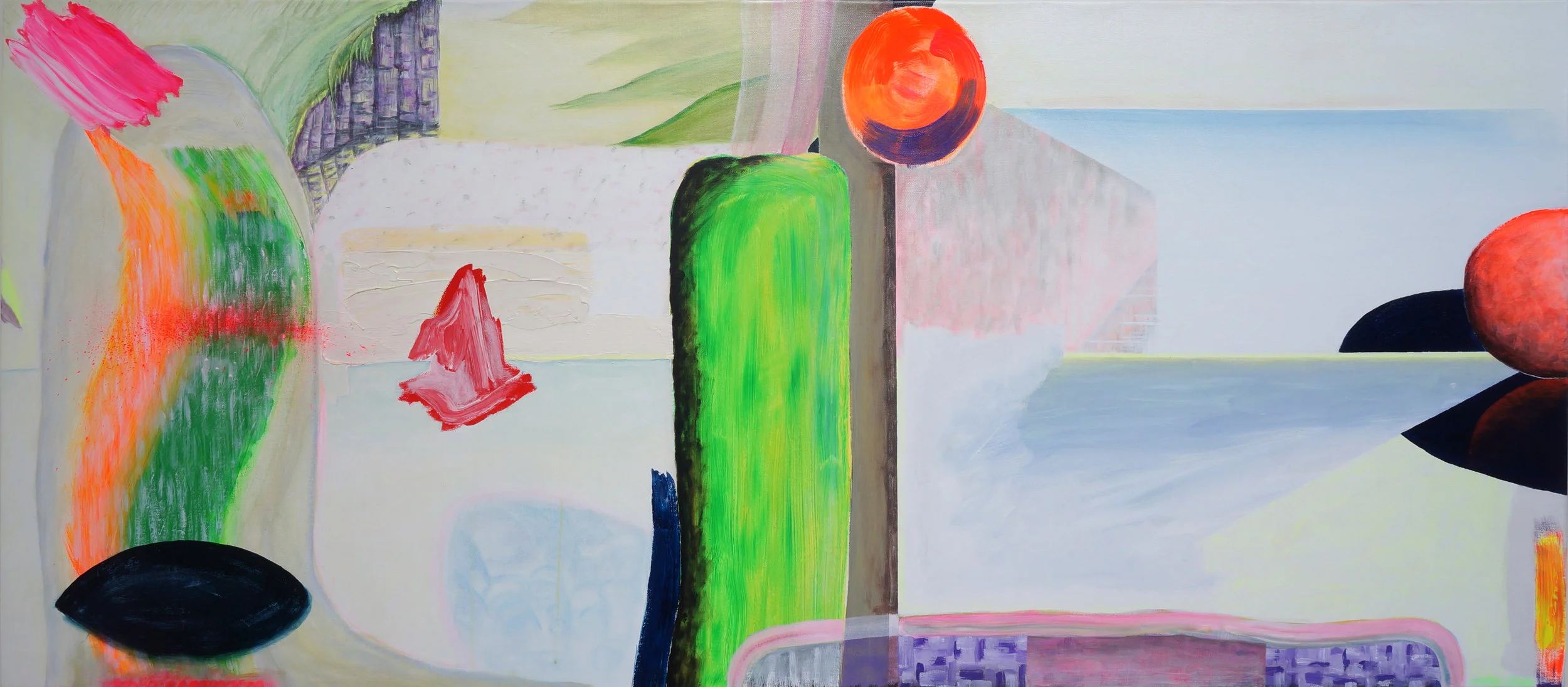 Untitled (Moses casts the stone tablets), 2018 acrylic, oil and gouache on linen 100 x 200 cm