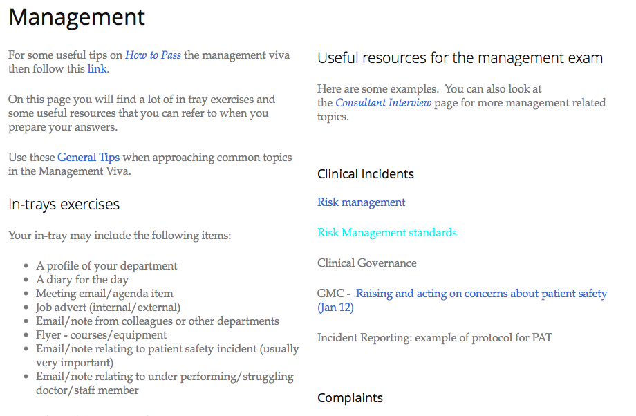 Approaching the management exam including resources