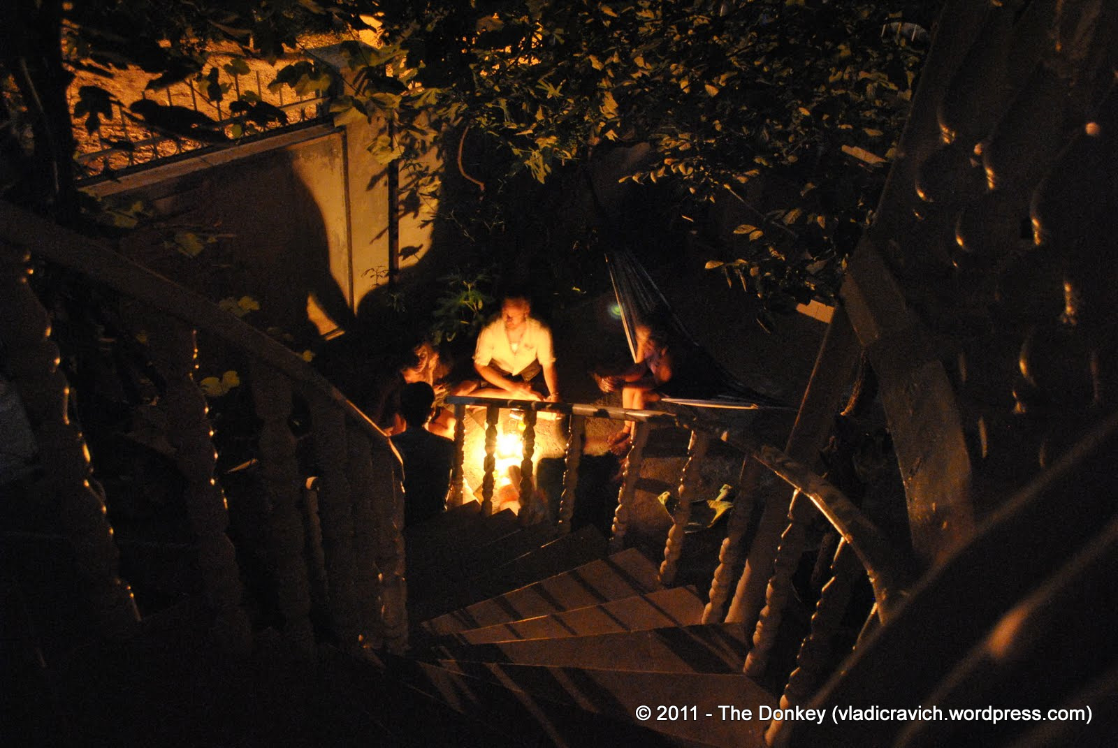 Guests at the Tbilisi Hostel during a short power outage