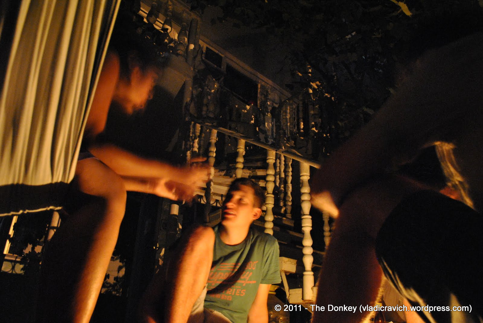 Guests at the Tbilisi Hostel during a short power outage