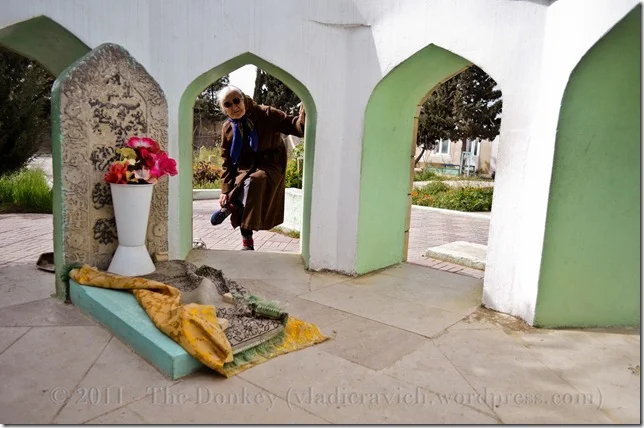 At this pir in Mashtaga, it is considered good luck to weave in and out of the seven doorways of this outdoor grave.