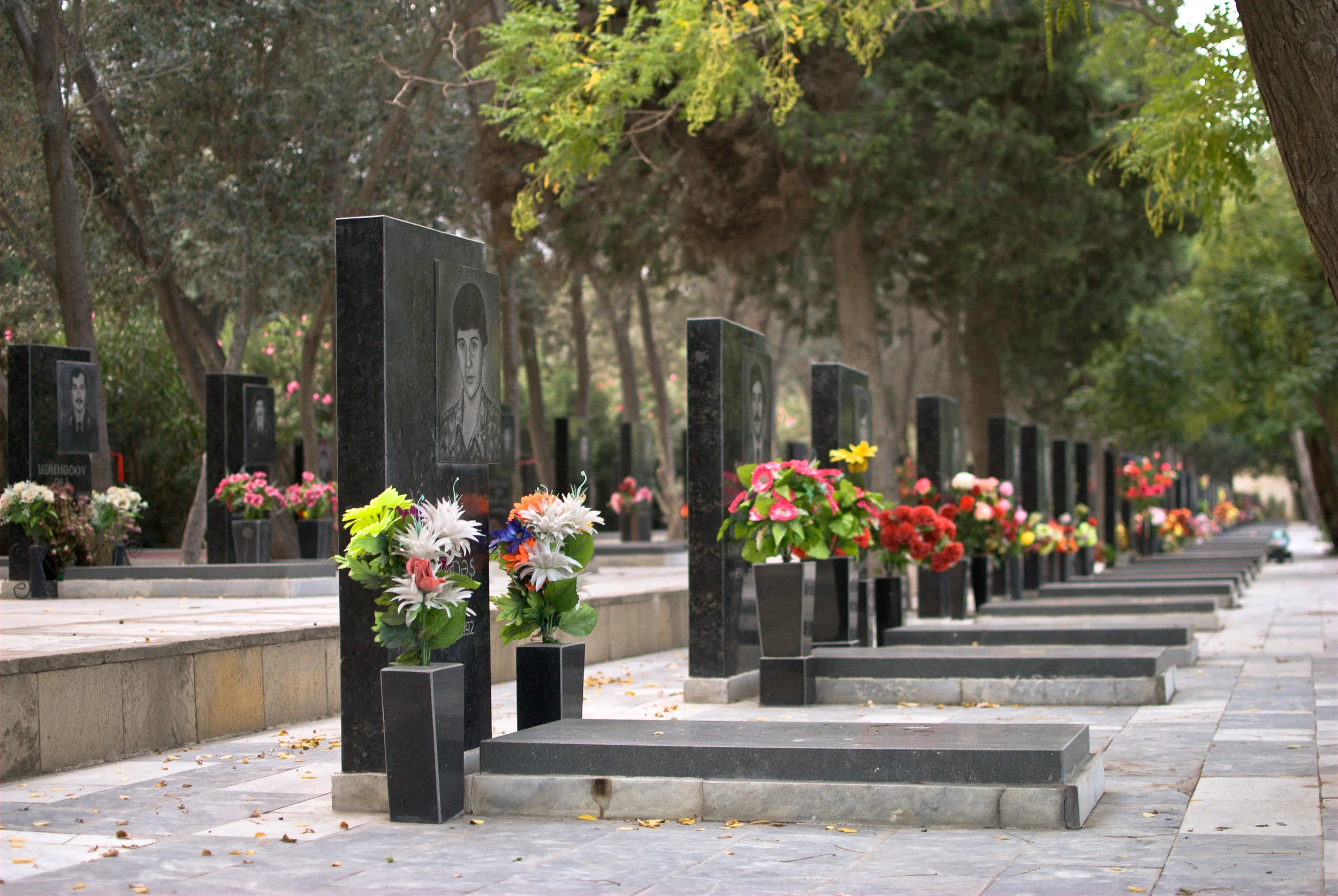 A cemetery with a view of the entire capital. The graves are for the victims of Black January (when Soviet troops opened fire in Baku in January 1990) and the Armenia-Azerbaijan war that followed for the first half of that tumultuous decade.