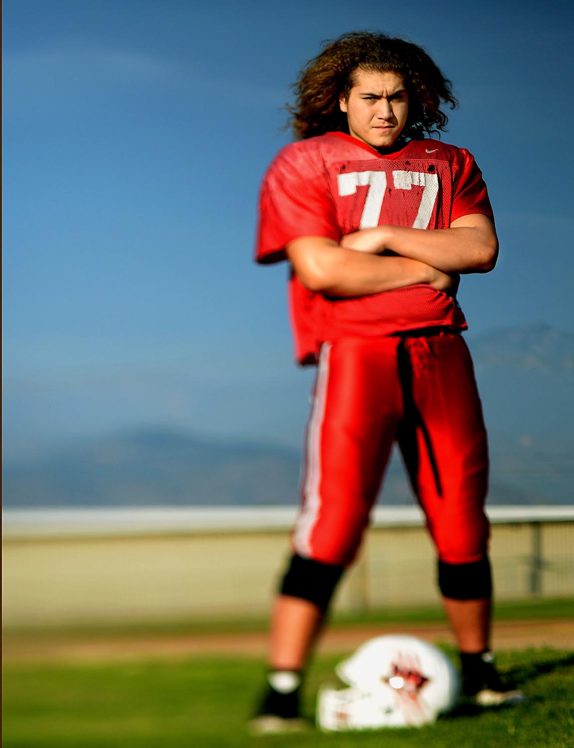  Redlands East Valley left tackle Joseph Price has his eyes on a State championship Saturday as he gets ready for practice Thursday in Redlands, CA. December 11, 2014. 
