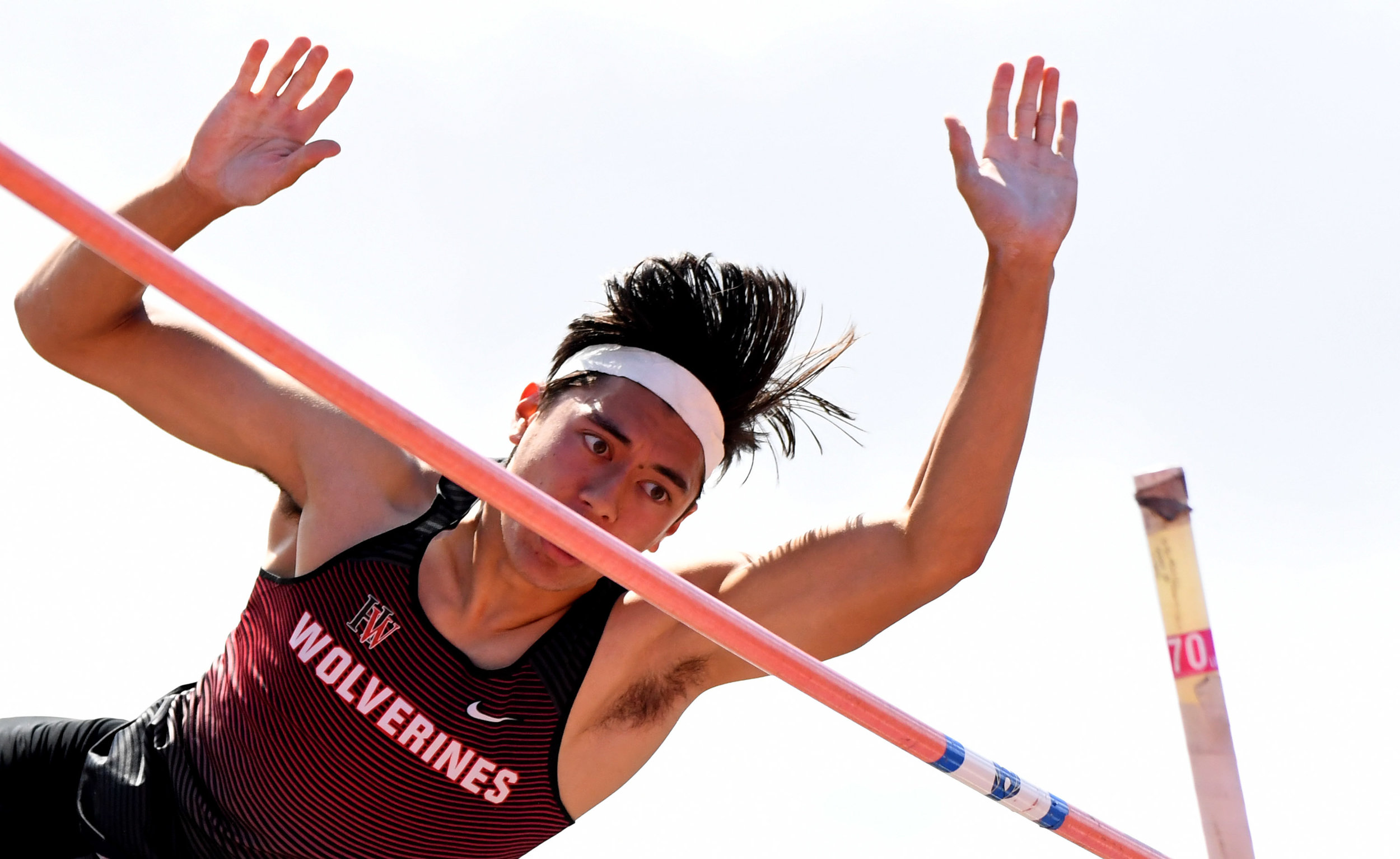  Harvard Westlake's Tiber Seireeni finished second win the pole vault during the CIF-SS Track and Field Masters meet at El Camino College in Torrance, Calif., on Saturday, May 26, 2018.  