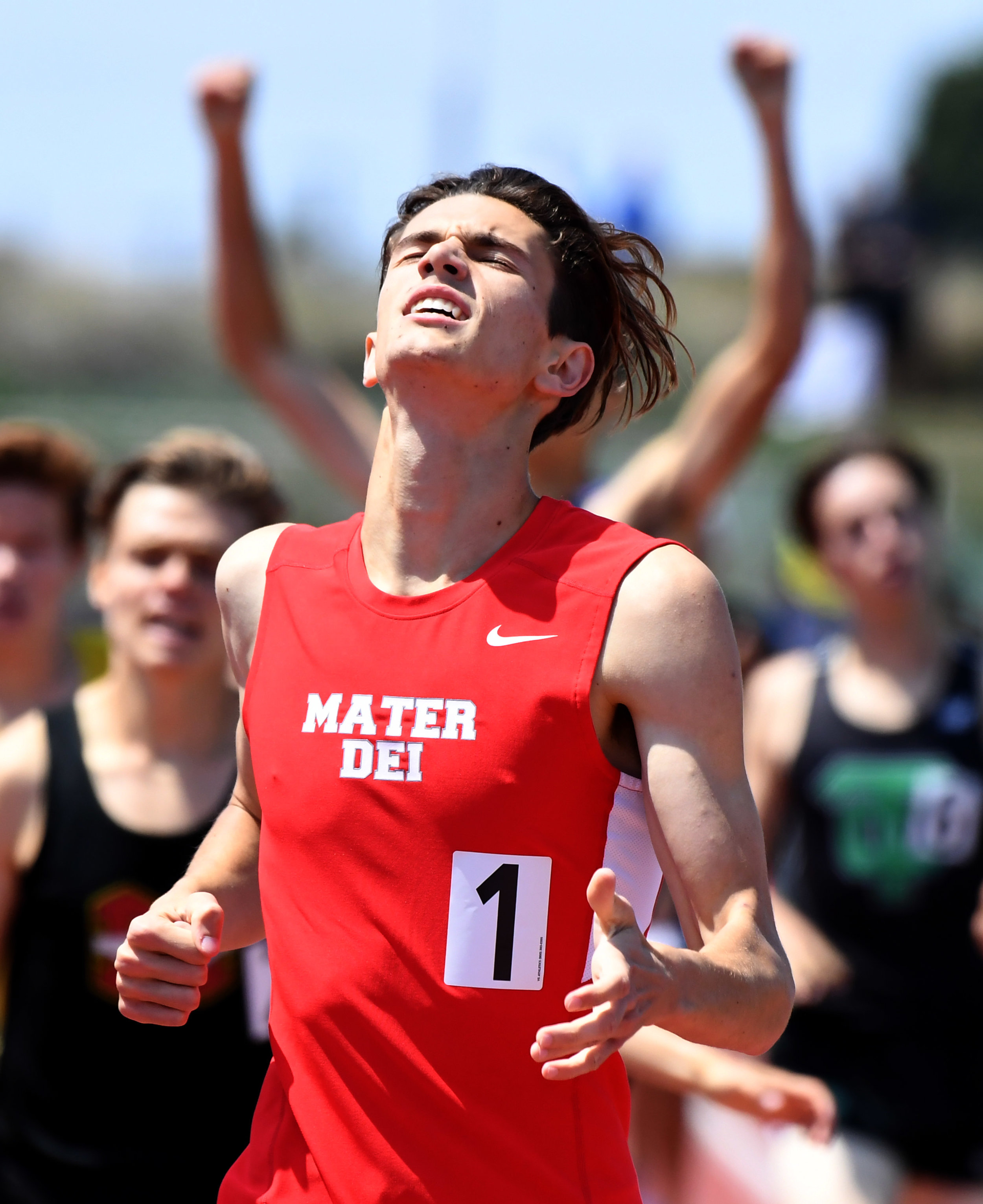  Mater Dei;s Sam VanDorpe wins the 800 meter dash during the CIF-SS Track and Field Masters meet at El Camino College in Torrance, Calif., on Saturday, May 26, 2018.  