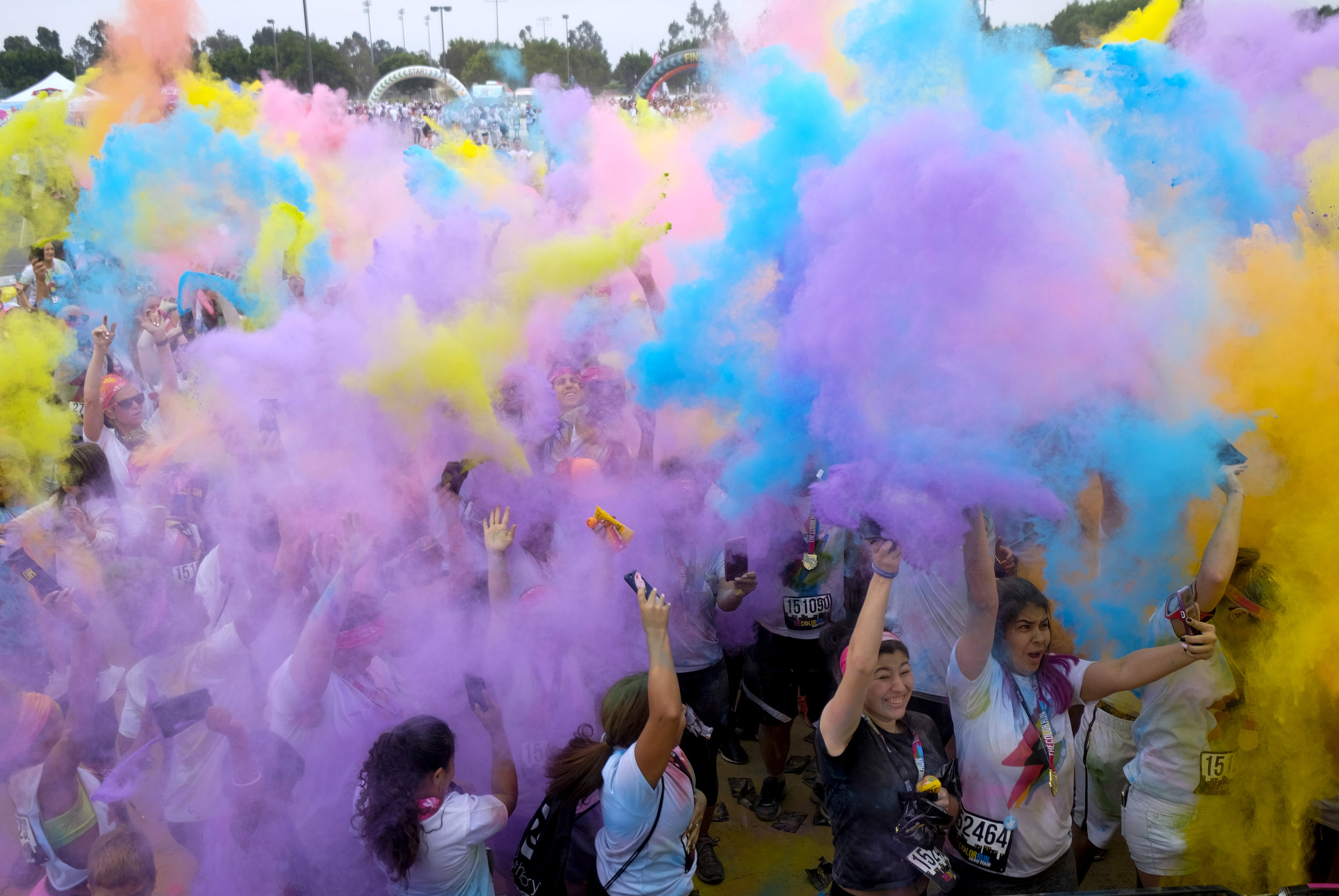  Runners revel in the Color Run at the StubHub Center in Los Angeles, United States, June 23, 2018. 