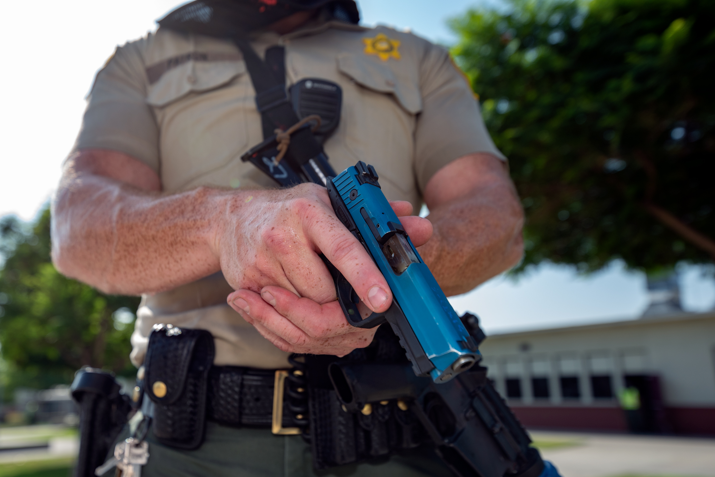 A Los Angeles Sheriff’s deputy participates in an active shoot