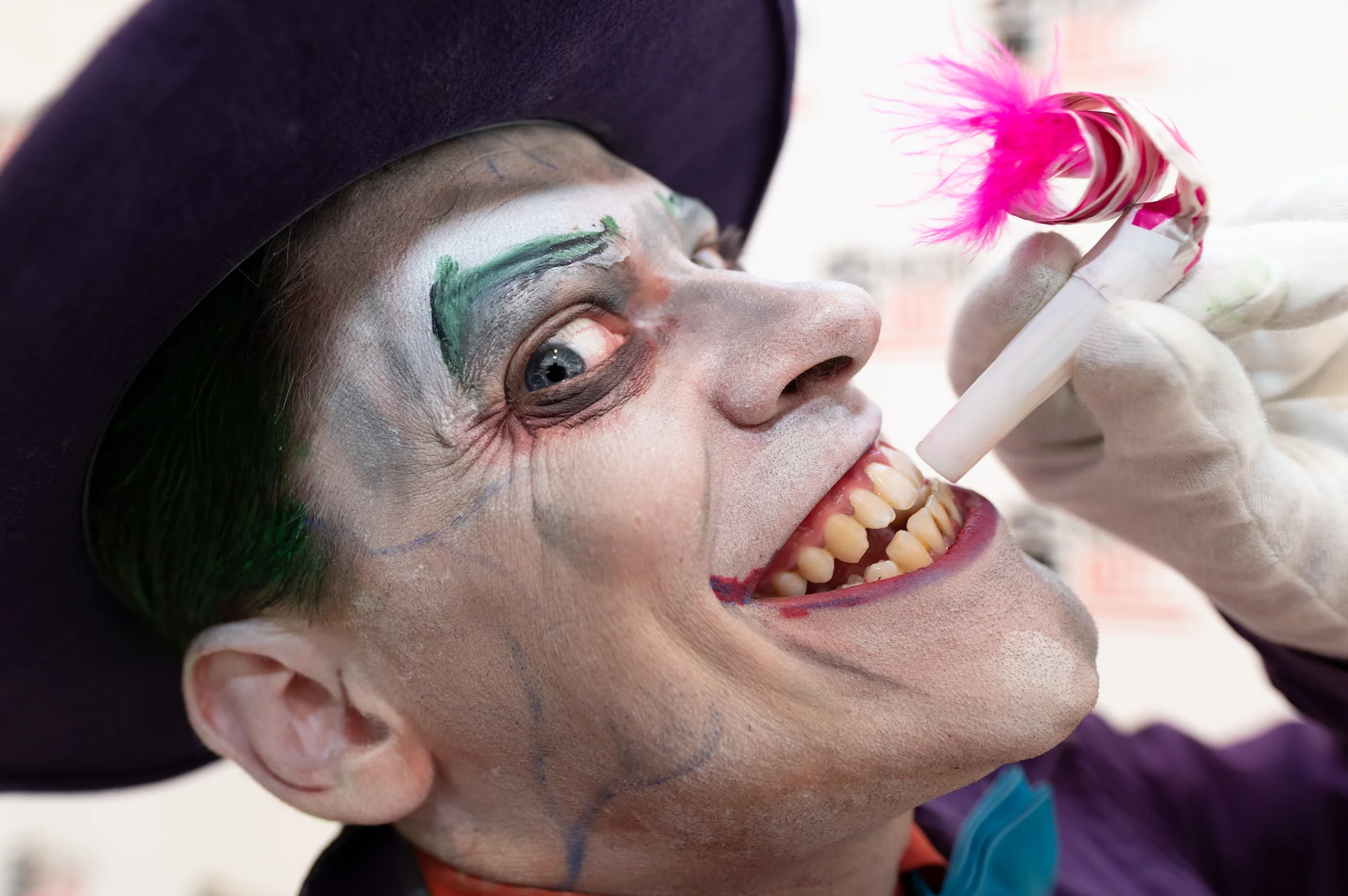 Cosplayer, Mark Dasinger Jr, as The Joker attends Nerdbot Con, a