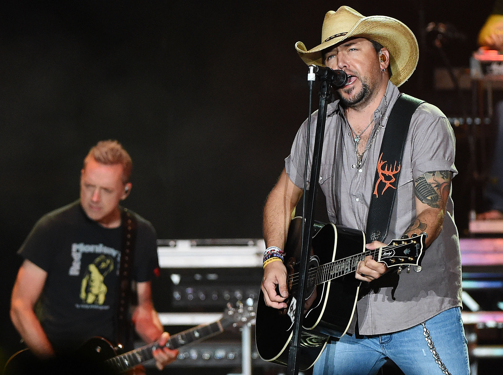  Country music artist Jason Aldean performs the final show of his High Noon Neon Tour Saturday, September 29, 2018 at FivePoint Amphitheatre in Irvine. Approximately 500 Route 91 survivors attended the show. Aldean was on stage in Las Vegas last Octo