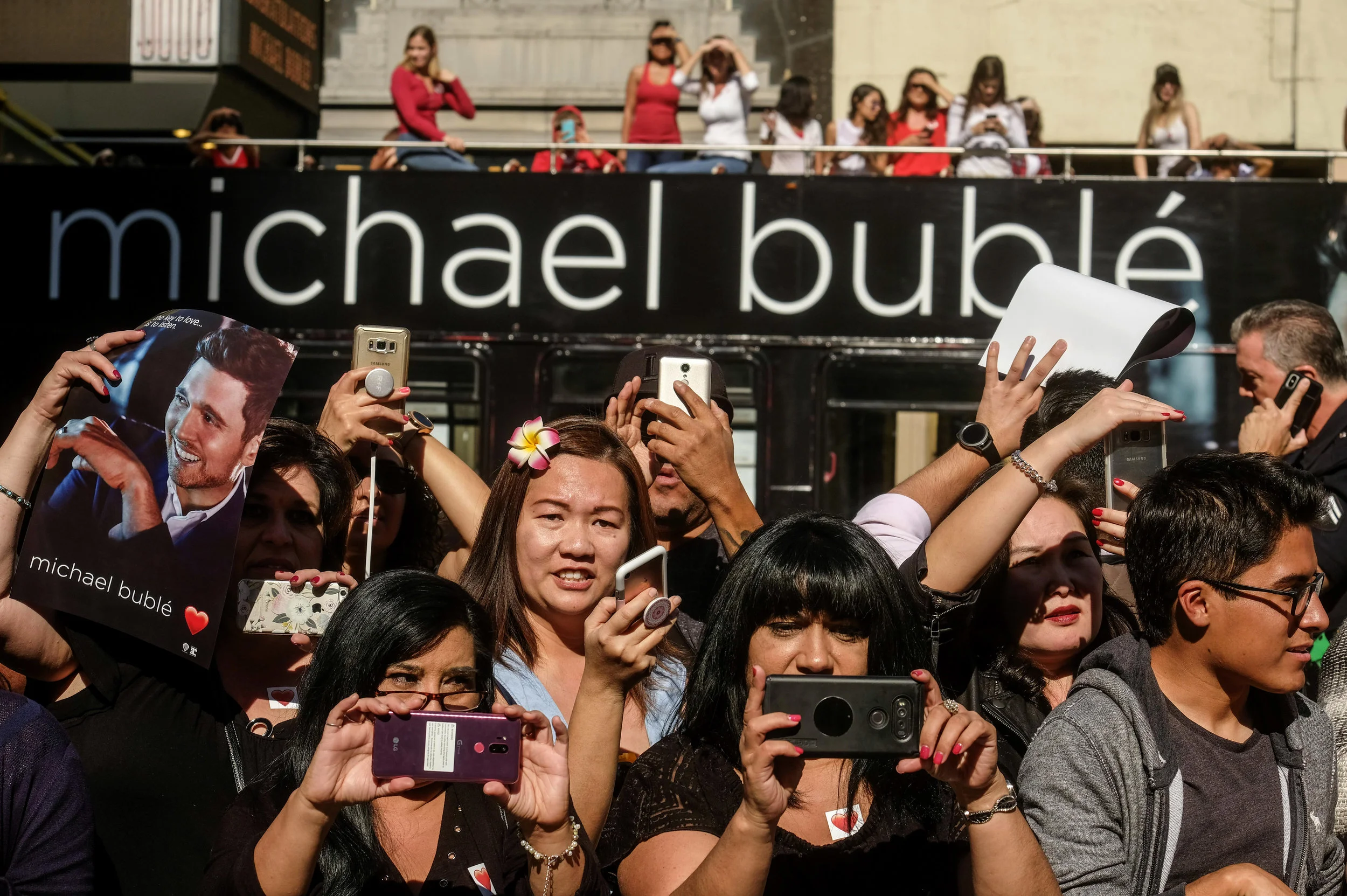  Fans attend singer Michael Buble's star ceremony on the Hollywood Walk of Fame Star where he was the recipient of the 2,650th star on the Hollywood Walk of Fame in the category of Recording on November 16, 2018 in Los Angeles.
 