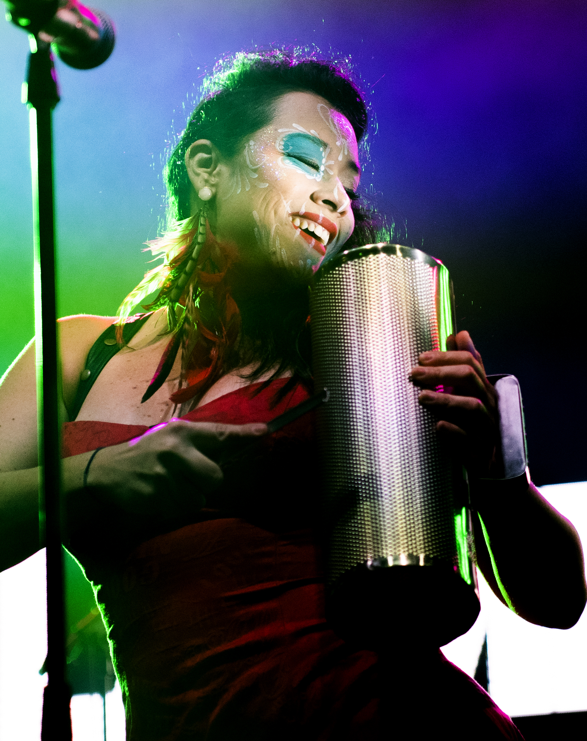Diana Trujillo, lead vocals, of the band La Misa Negra performs at the Long Beach 5th Annual Dia De Los Muertos Festival on Pine Avenue in Long Beach November 2, 2018.