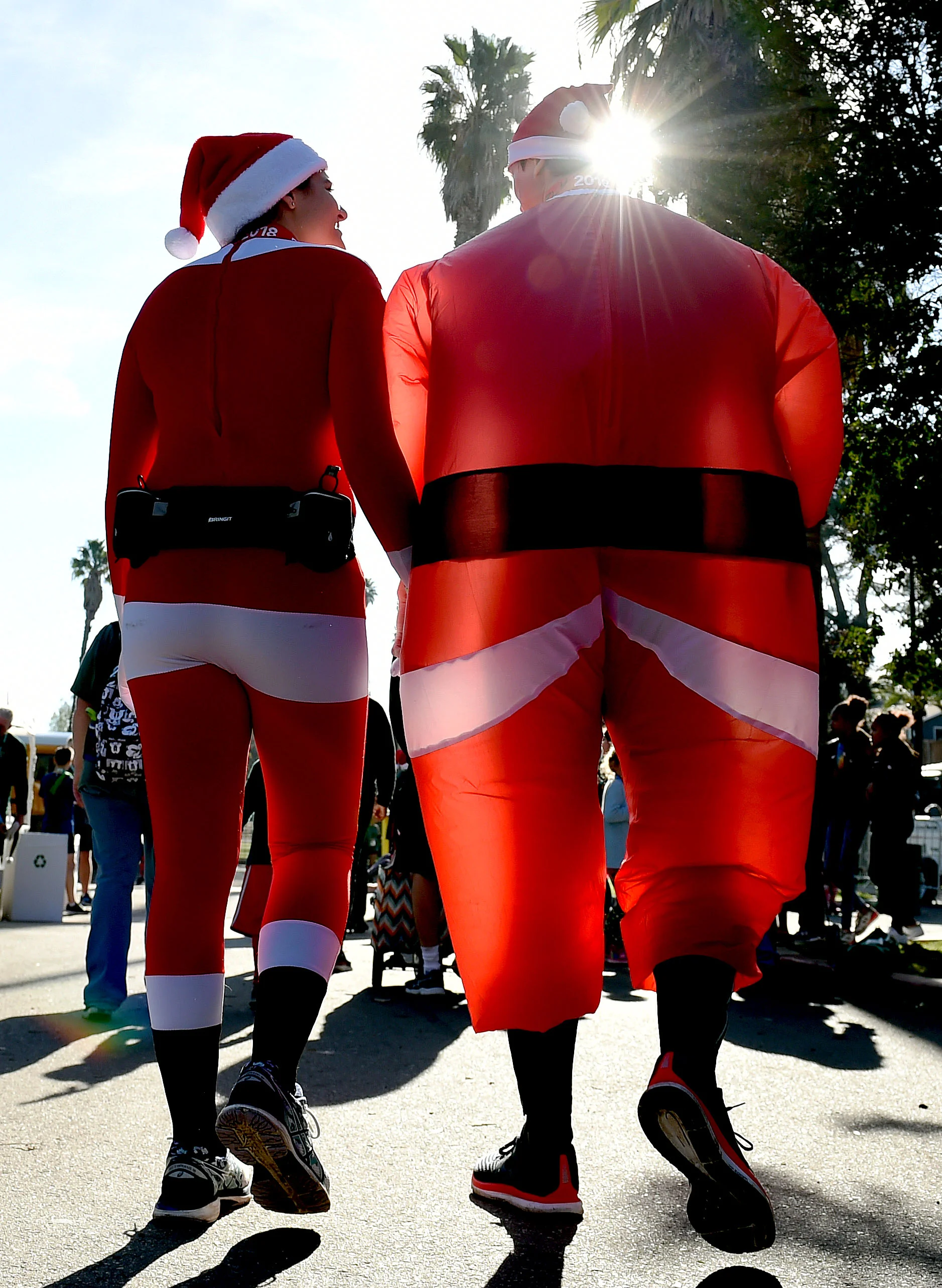  A pair of runners leave after running in the Riverside Reindeer Run Half Marathon at Fairmount Park in Riverside, Sunday morning December 2, 2018. 